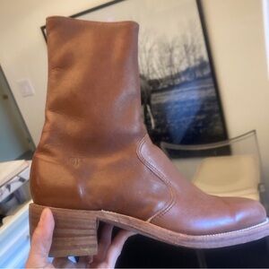 RARE Vintage Frye slim ankle 70’s USA boots campus men’s 8.5 womens 10 Brown tan